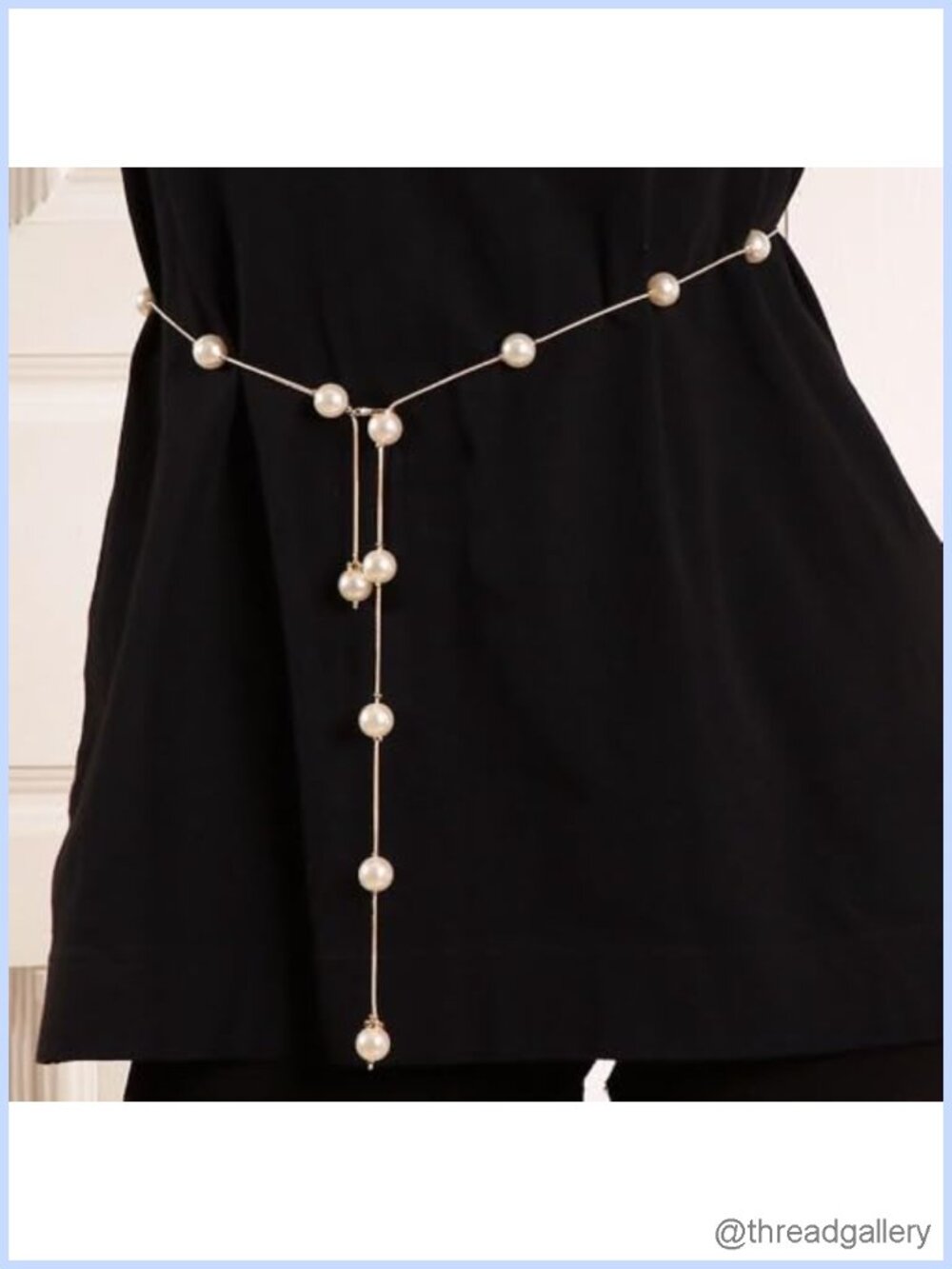 Adjustable Pearl Waist Chain Belt Thin Metal Dress Jewelry